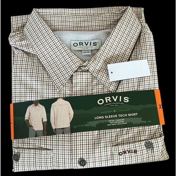 Orvis Long Sleeve Tech Shirt, Browns/Tans, Size XXL, NWT - Picture 3 of 9